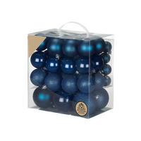 WEIHNACHTSORNAMENTE 54er-Set runde Ornamente dunkelblau Mix 4-8 cm - Dunkelblau, Kunststoff (8/8/8cm) - LAALU