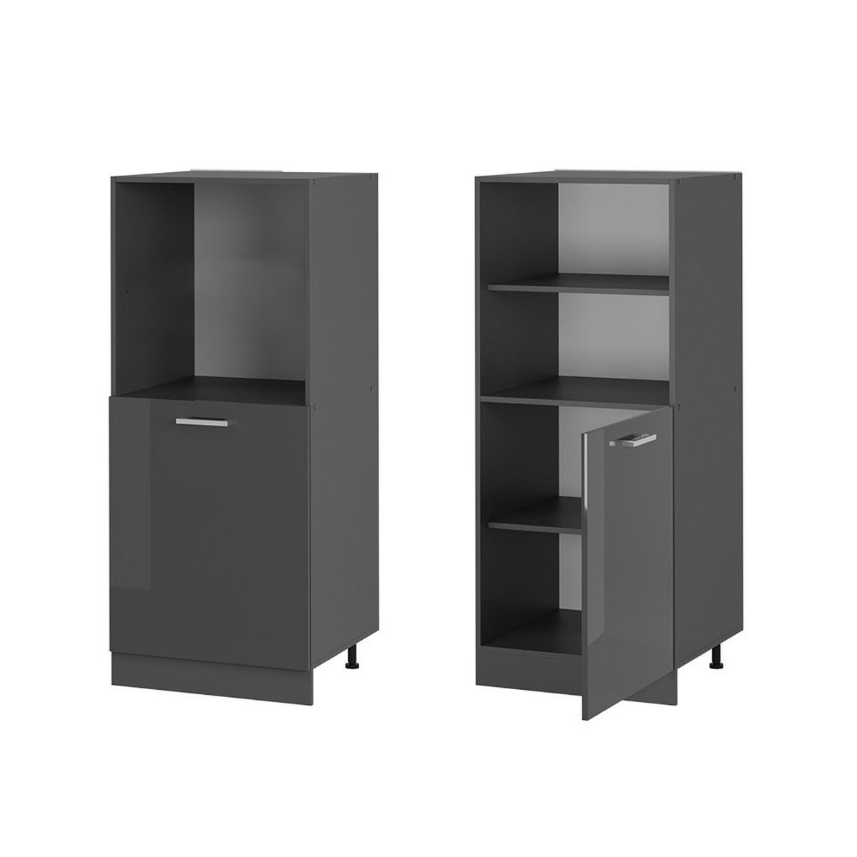 HERDUMBAUSCHRANK R-Line Anthrazit Hochglanz 60 cm - Schwarz Hochglanz/Anthrazit, Holzwerkstoff (60/143/57cm) - Vicco