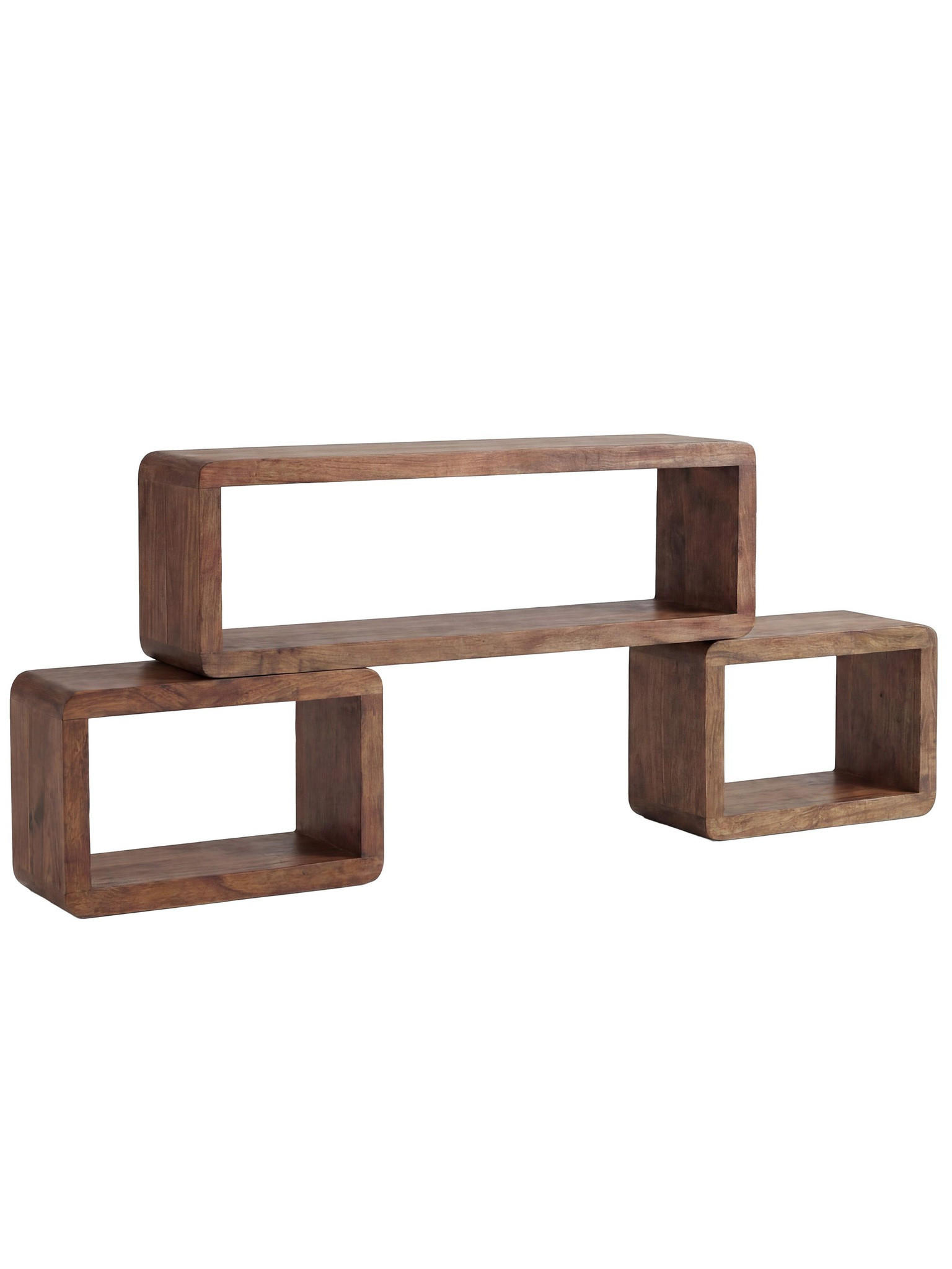 Würfelregal-Set Dunkles Massivholz 80x15x20 cm - RAVELLO   Kadima
