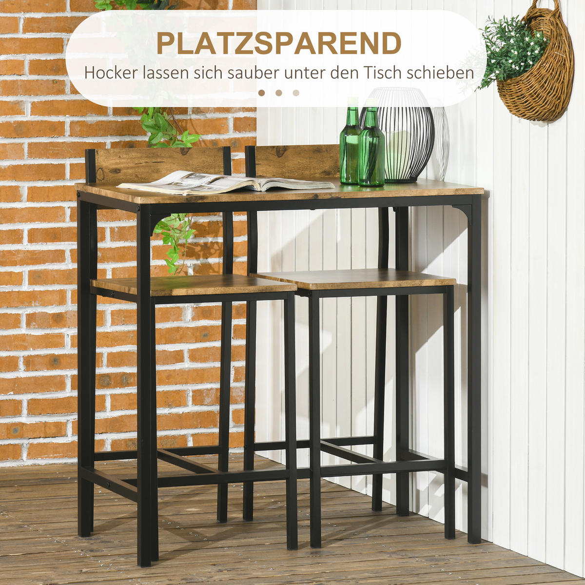 BAR-SET Rostfarben 89.0/45.0/87.0cm - Rostfarben, Holzwerkstoff (45/87/89cm)
