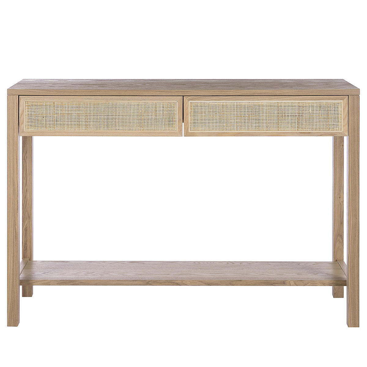 KONSOLENTISCH - Rattan / Eiche teilmassiv - Beige, Holzwerkstoff (35/110/75cm) - home24