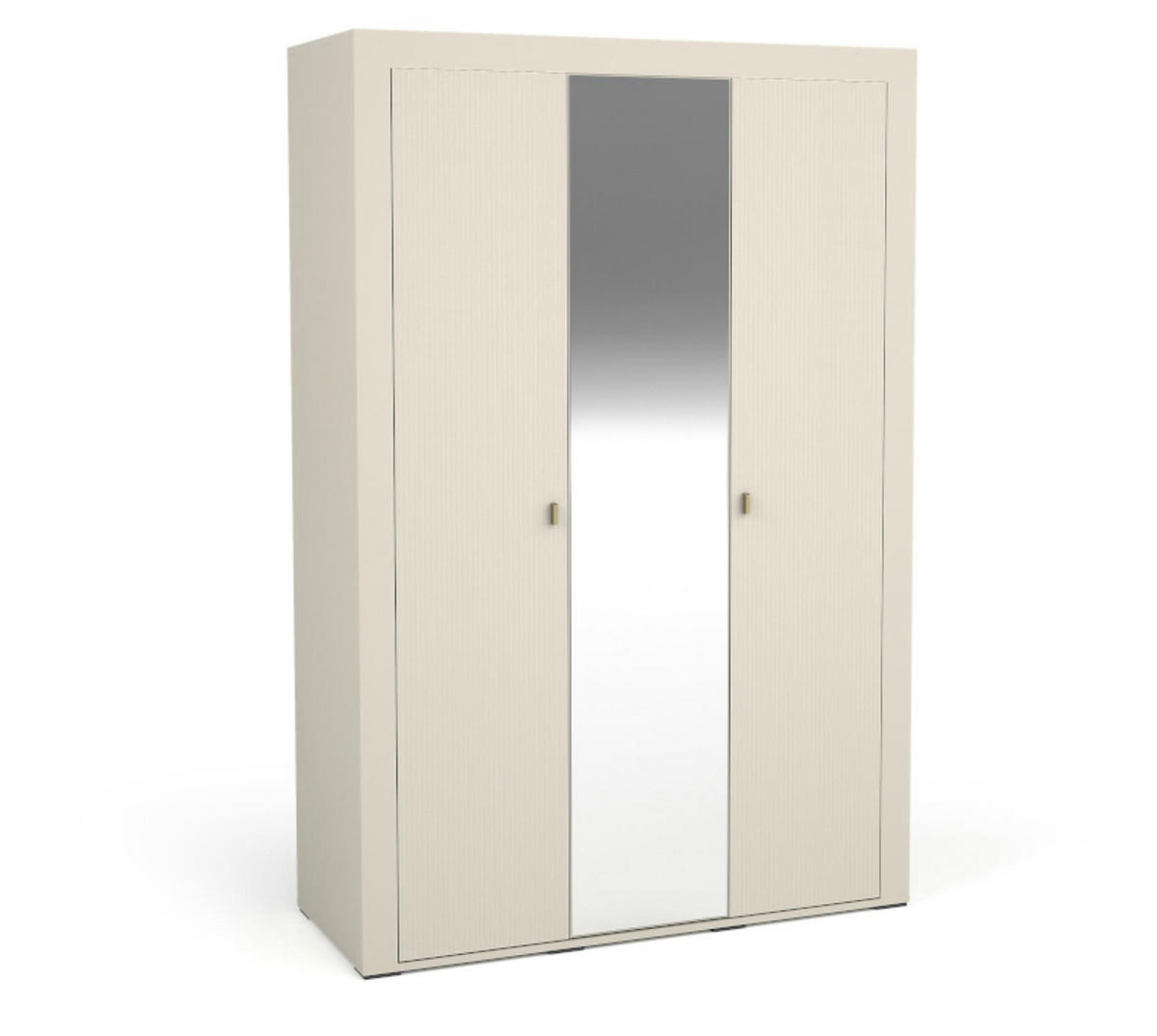 KLEIDERSCHRANK Mossa Kaschmir, Dreitüriger Kippschrank mit Spiegel - Beige, Holzwerkstoff (137/206/56cm) - Bettso