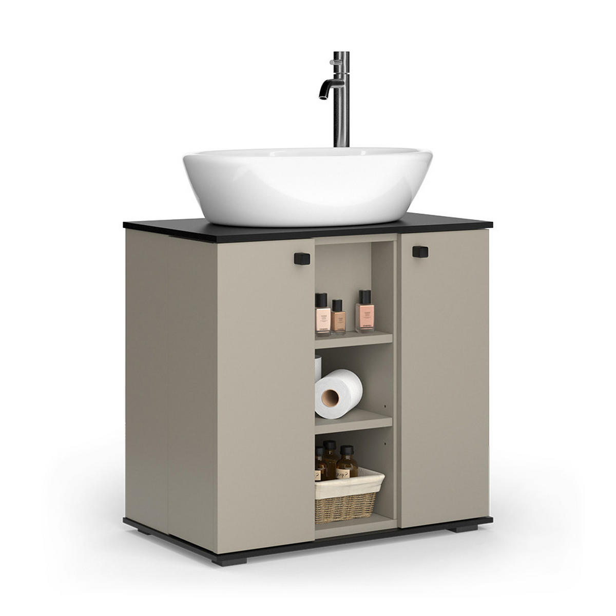 WASCHBECKENUNTERSCHRANK Joli Greige 60 x 59 cm mit 2 Türen - Greige, Holzwerkstoff (60/59/37cm) - Vicco