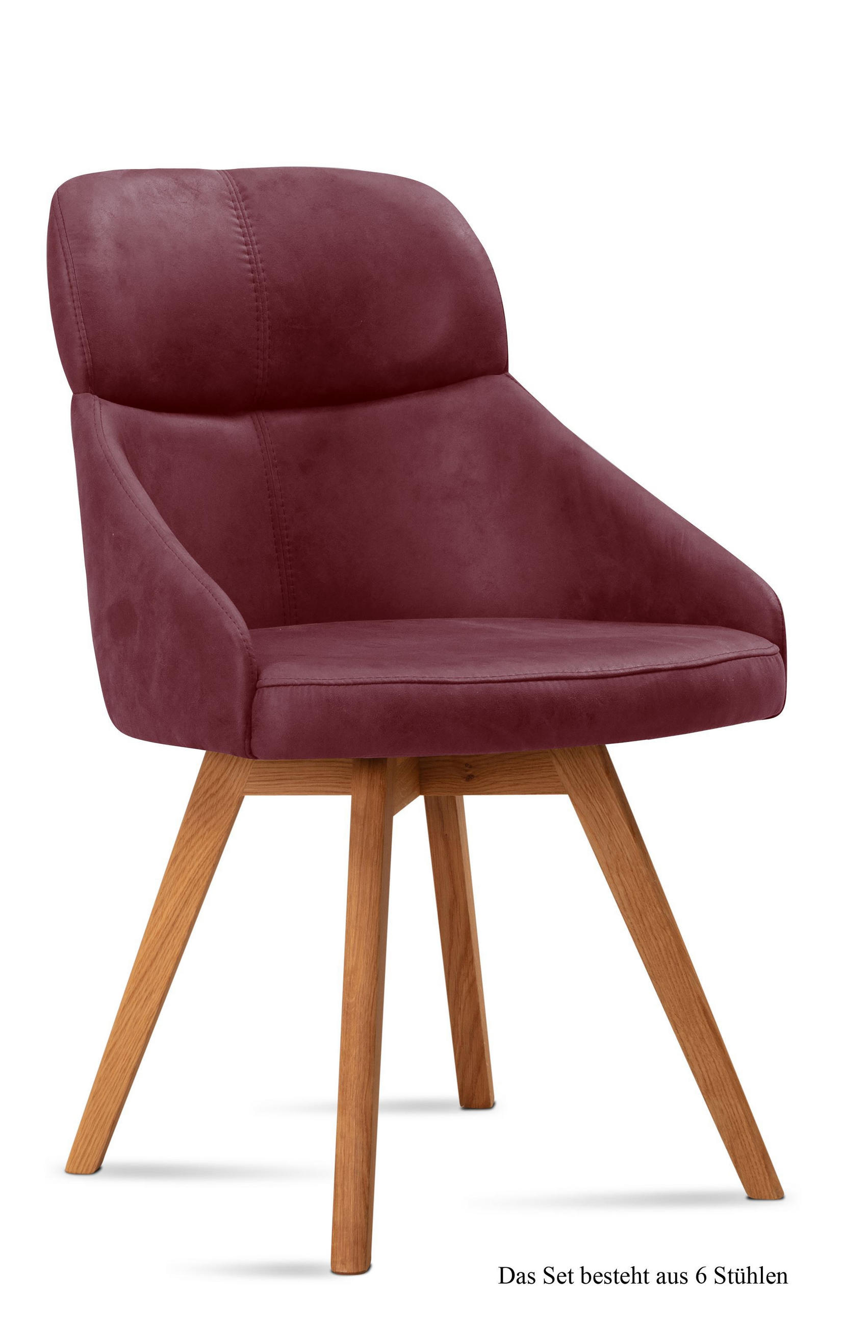 ESSZIMMERSTUHL (6er-Set) Donna 52x82x63 Eiche geölt/Marsala - Eichefarben/Brombeere, Kunststoff (63/82/52cm) - 58aufmkessel