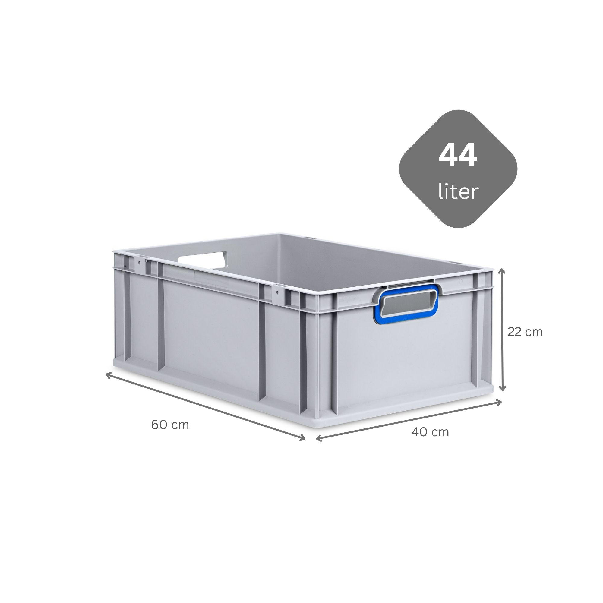 EUROBOX 5x Nextgen Color 22x40x60cm 44 Liter Griffe Blau Offen - Blau, Kunststoff (40/22/60cm) - PROREGAL