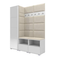 GARDEROBEN-SET Nela II mit Spiegel 150/187/40 - Silberfarben/Creme, Holzwerkstoff/Kunststoff (150/187/40cm)