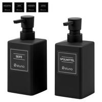 SEIFENSPENDER 2er Set, matt schwarz, Kunststoff - Schwarz, Kunststoff (7/17/8cm) - eluno