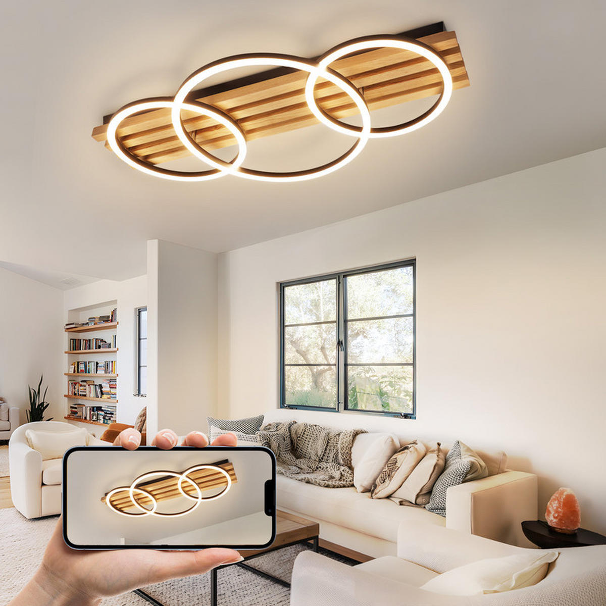 LED-DECKENLEUCHTE Ellis II 8.8/70/35cm - Eschefarben, Holz (8.8/70/35cm) - Nettlife