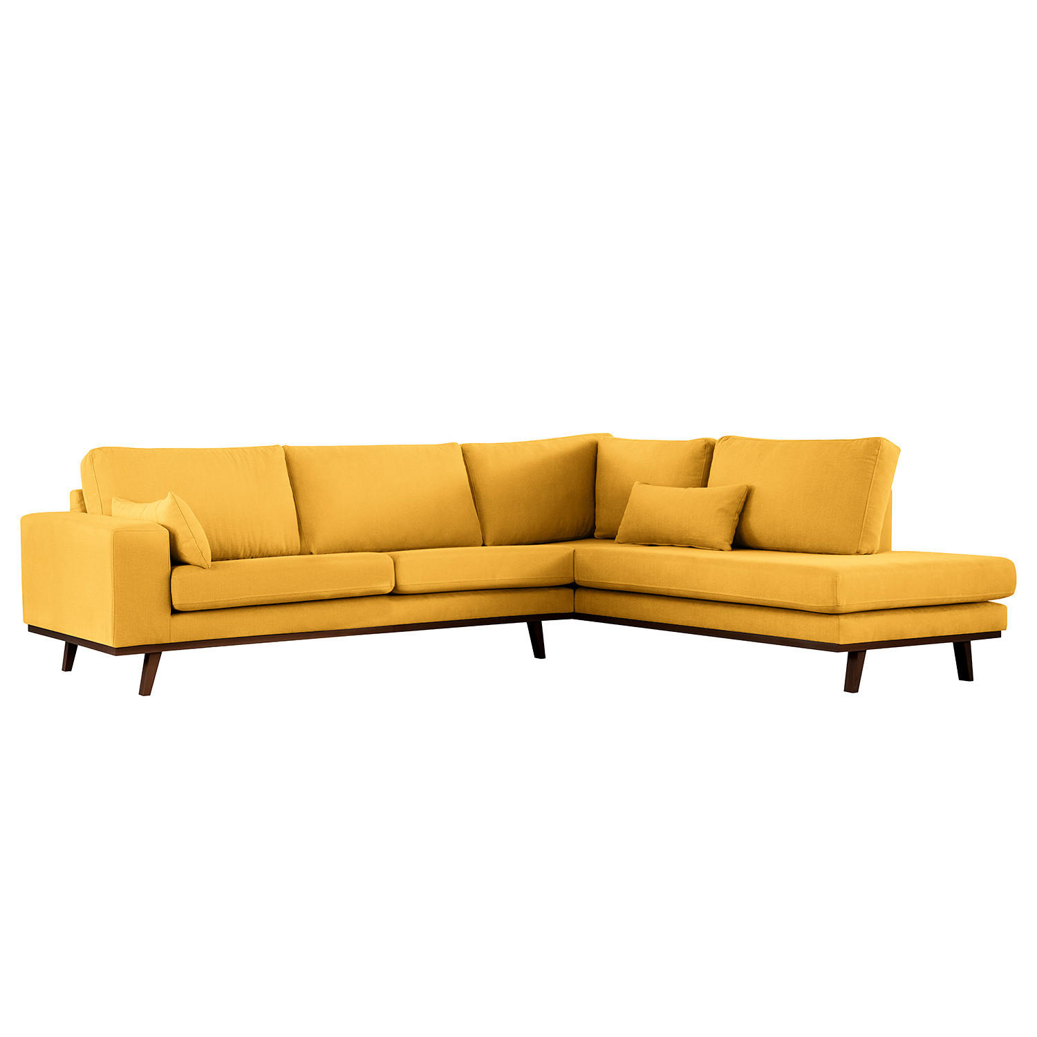 ECKSOFA mit Ottomane - Gelb/Buchefarben, Buchenholz/Textil (287/219cm) - home24