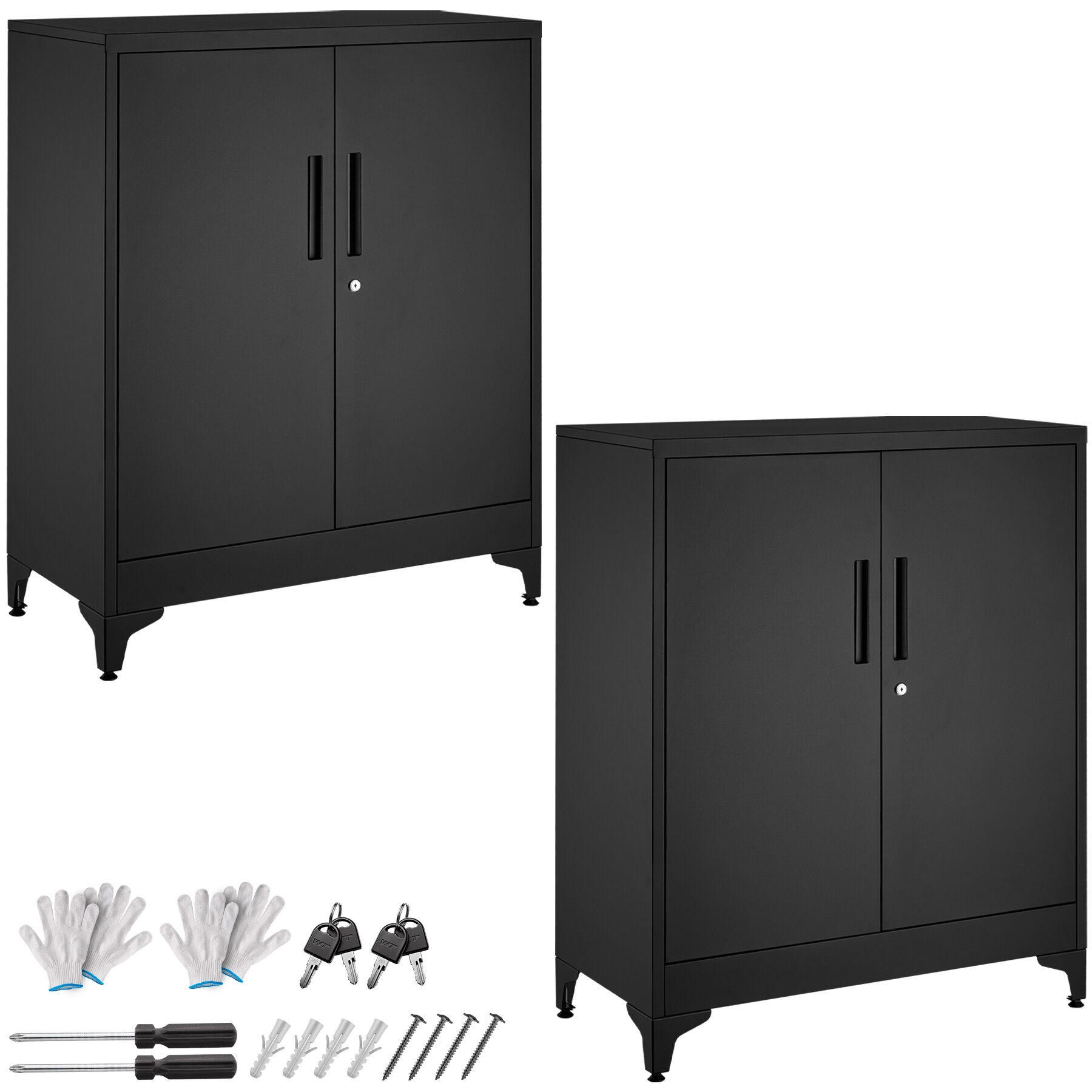 AKTENSCHRANK Blake, Kippschutz, höhenverstellbare Füße, schwarz - Schwarz, Metall (80/100/40cm) - tectake