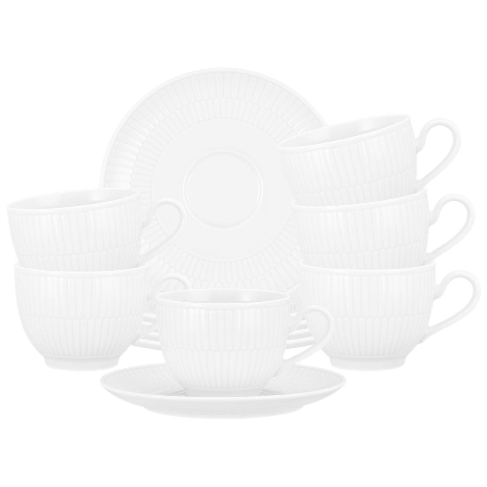 KAFFEETASSEN MIT UNTERTASSEN Amina Weiß 250 ml 6er Set - Weiß, Keramik (0.25L) - Seltmann Weiden