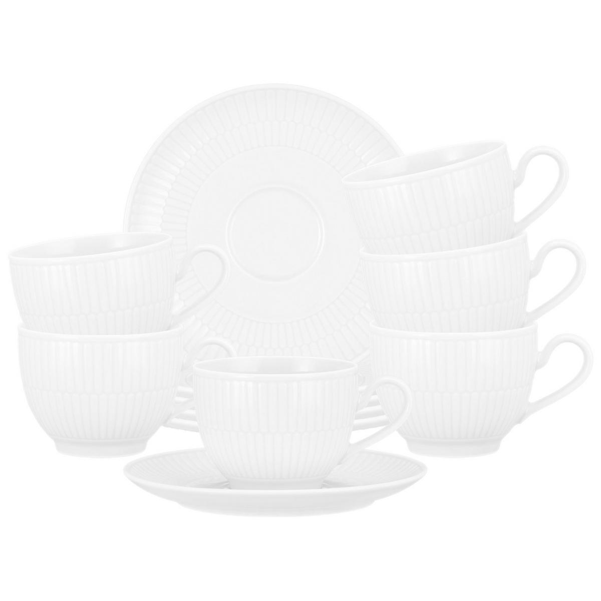 KAFFEETASSEN MIT UNTERTASSEN Amina Weiß 250 ml 6er Set - Weiß, Keramik (0.25L) - Seltmann Weiden