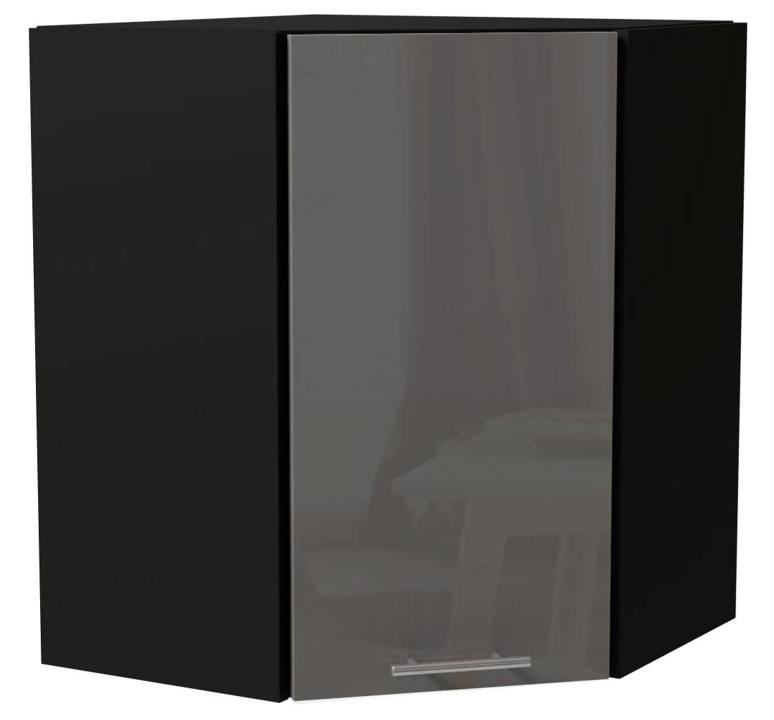 ECKHÄNGESCHRANK Essen W10/60 Grau Hochglanz / Schwarz Matt 60 / 60 / 72cm - Schwarz/Grau, Holz/Holzwerkstoff (60/72/60cm) - Feldmann-Wohnen