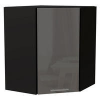 ECKHÄNGESCHRANK Essen W10/60 Grau Hochglanz / Schwarz Matt 60 / 60 / 72cm - Schwarz/Grau, Holz/Holzwerkstoff (60/72/60cm) - Feldmann-Wohnen