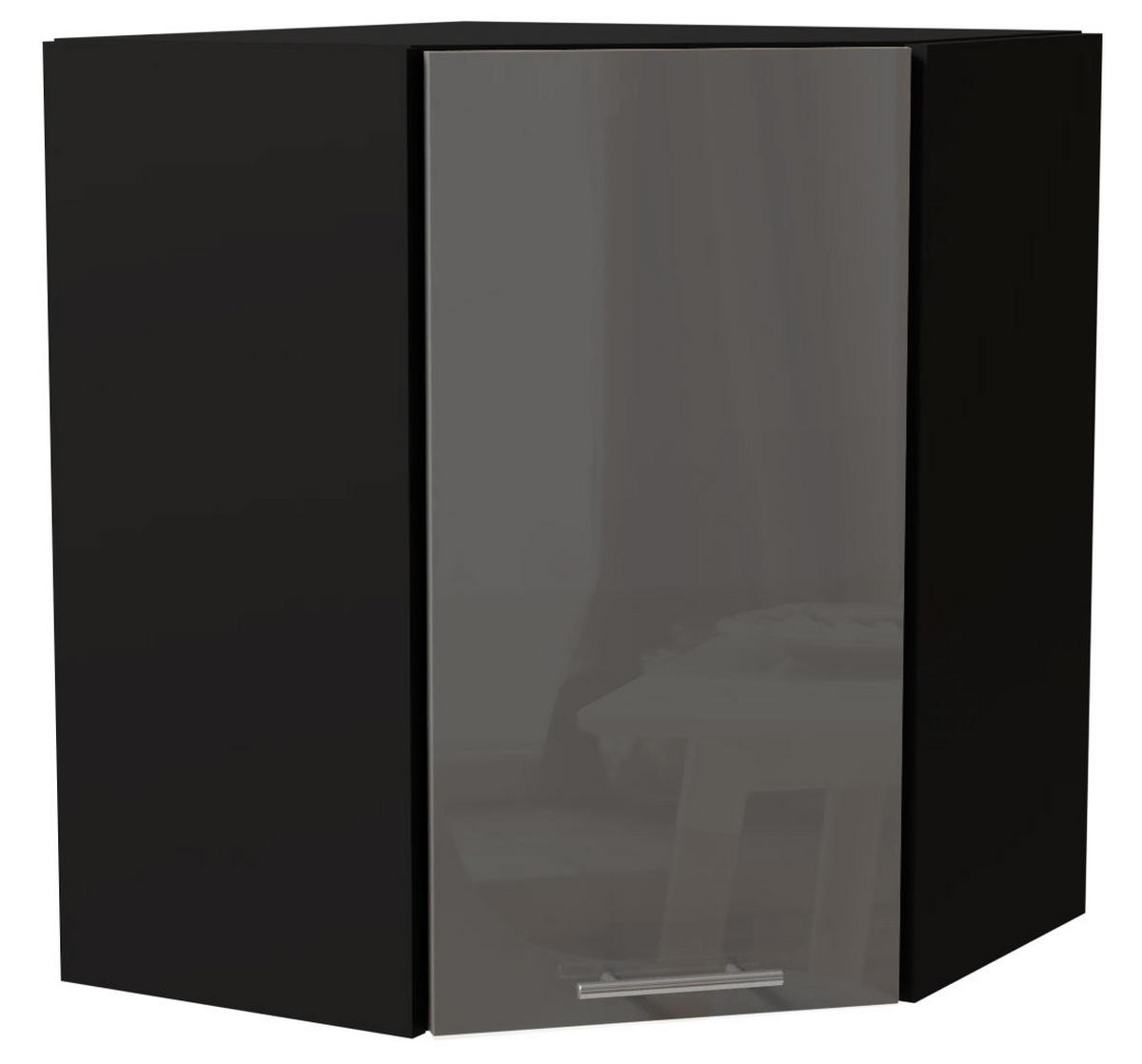 ECKHÄNGESCHRANK Essen W10/60 Grau Hochglanz / Schwarz Matt 60 / 60 / 72cm - Schwarz/Grau, Holz/Holzwerkstoff (60/72/60cm) - Feldmann-Wohnen