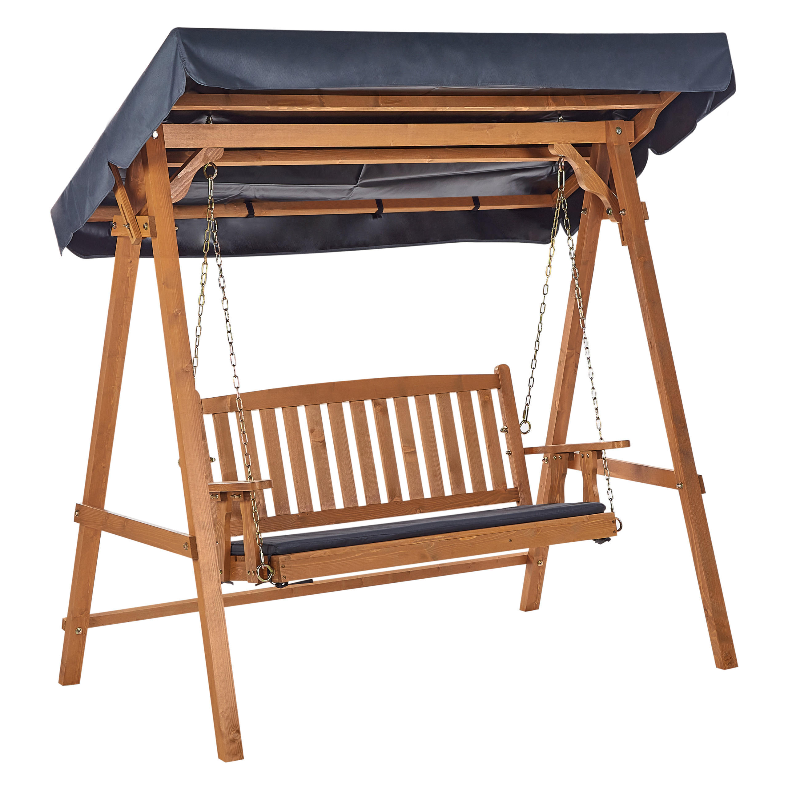 HOLLYWOODSCHAUKEL 2-Sitzer Heller Holzfarbton Fibbialla - Hellbraun/Grau, Holz (183/180/109cm) - Beliani