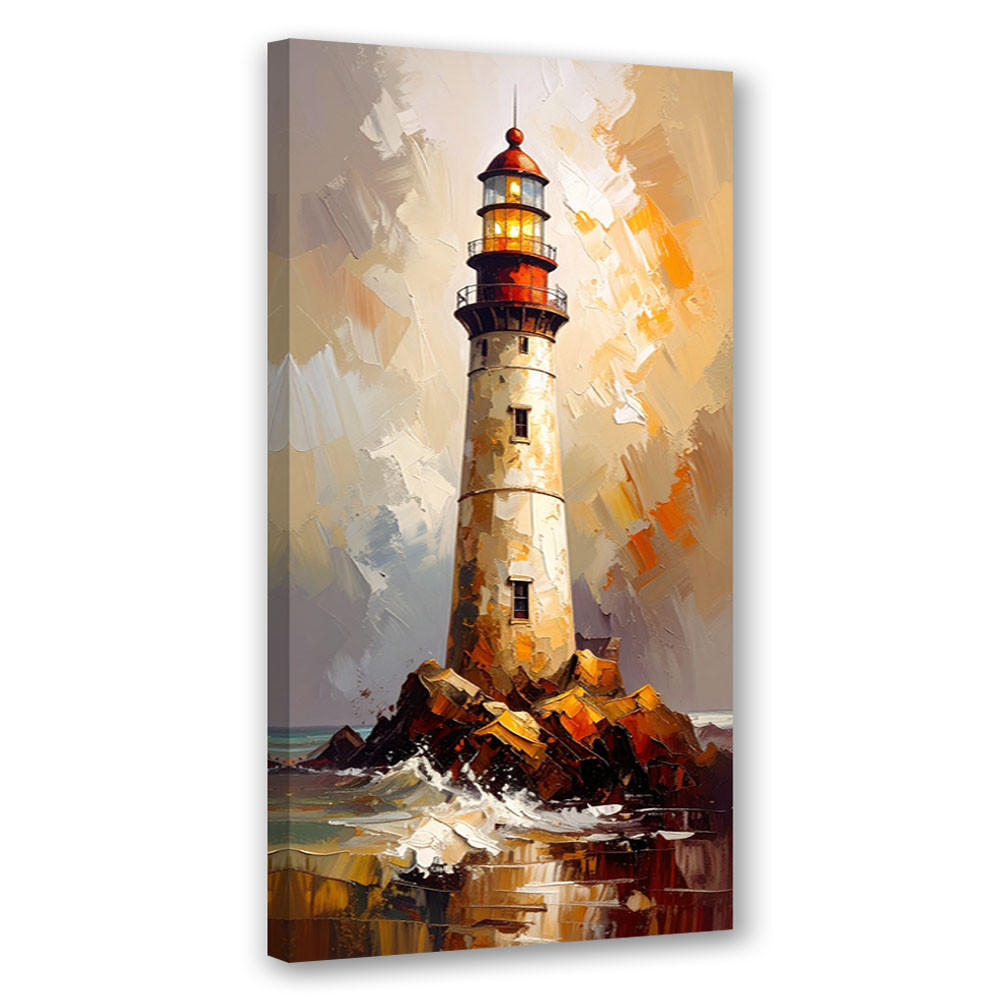 LEINWANDBILD Leuchtturm Imitation Farbe 40x80cm - Beige, Textil (40/80cm) - Feeby