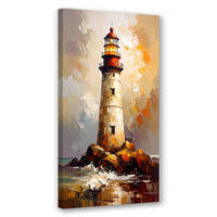 LEINWANDBILD Leuchtturm Imitation Farbe 40x80cm - Beige, Textil (40/80cm) - Feeby