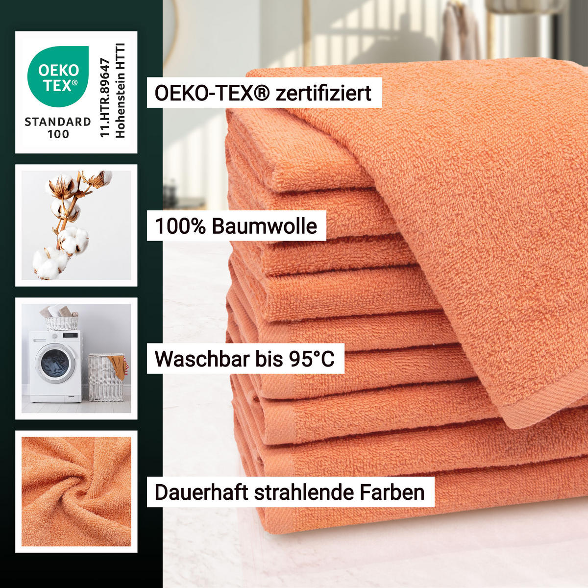 GÄSTETÜCHER, 10er-Set, 30x50 cm, 100% Baumwolle, Rot - Terracotta, Textil (30/50cm) - Zollner