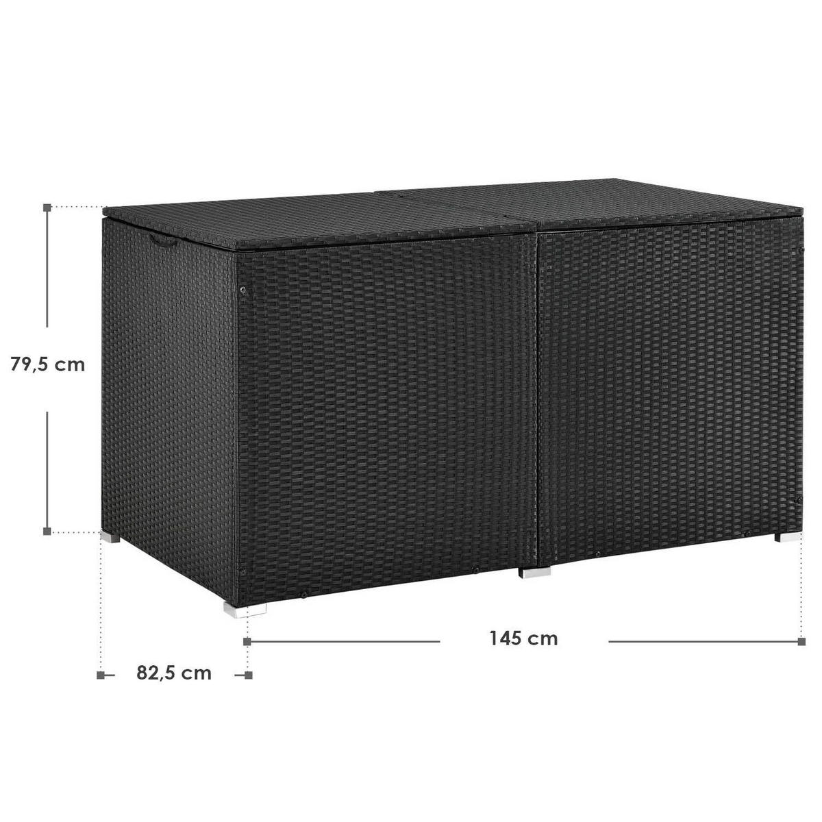 AUFLAGENBOX Ikaria schwarz - Schwarz, Kunststoff (145/80/83cm) - Juskys