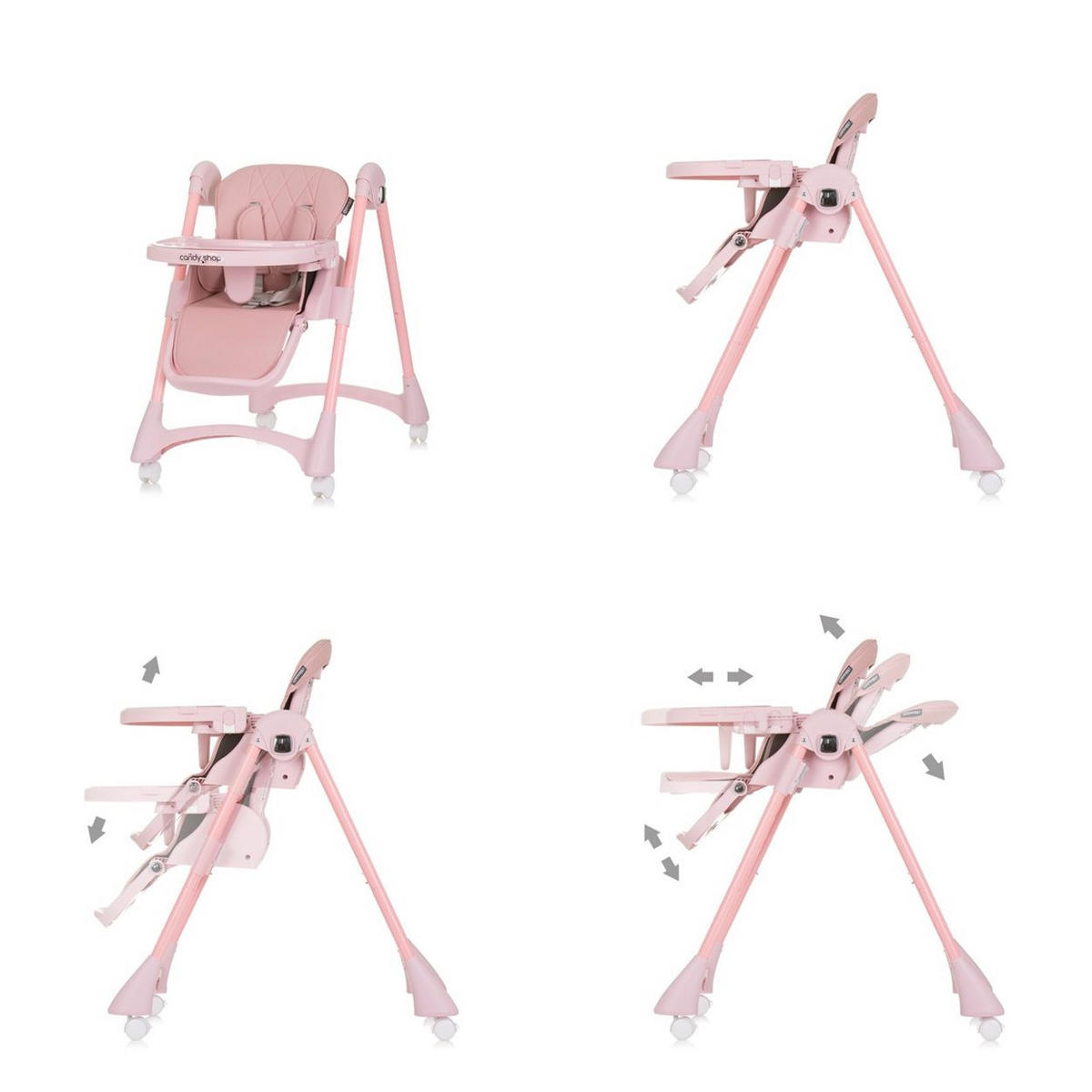HOCHSTUHL Candy Shop rosa 4 Räder, verstellbar, Fußstütze, faltbar - Rosa, Kunststoff (49/96/83cm) - Chipolino