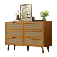 SIDEBOARD in Nussbaumfarben Kommode mit 6 Schubladen und Metallgriffe für Wohnzimmer, B120/T40/H76.5cm - Nussbaumfarben, Holzwerkstoff/Metall (120/76.5/40cm) - STILVORA
