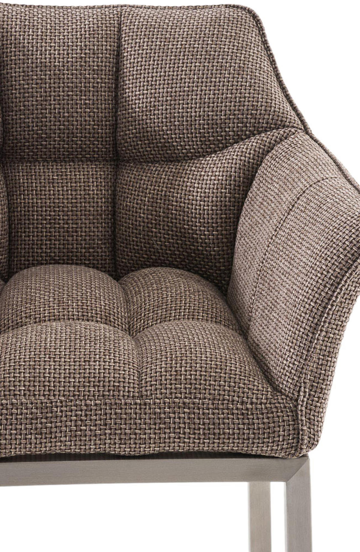 BARHOCKER 2er Set Stoff terrabraun - Edelstahlfarben/Dunkelbraun, Textil/Metall (64/110/48cm) - CLP