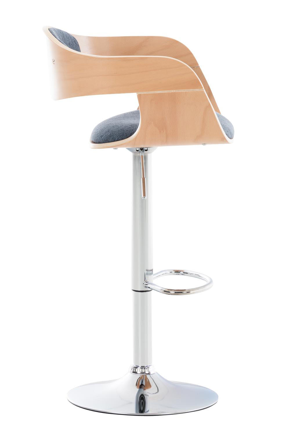 BARHOCKER Stoff natura/blau - Blau/Eukalyptusholzfarben, Textil/Metall (50/88/48cm) - CLP