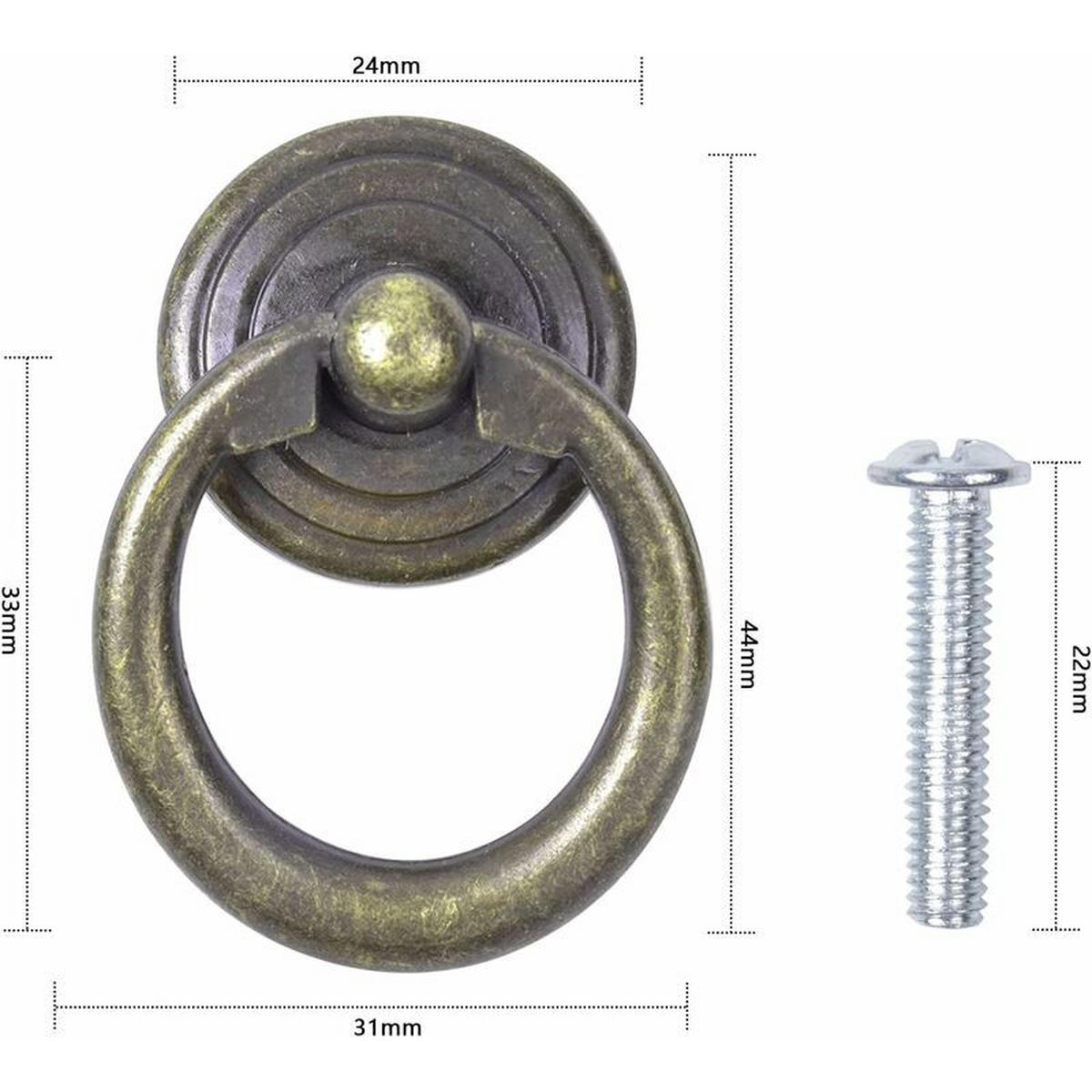 SCHRANKKNOPF Bronze 10er-Set - Schwarz, Metall (3.1/2/4.4cm)