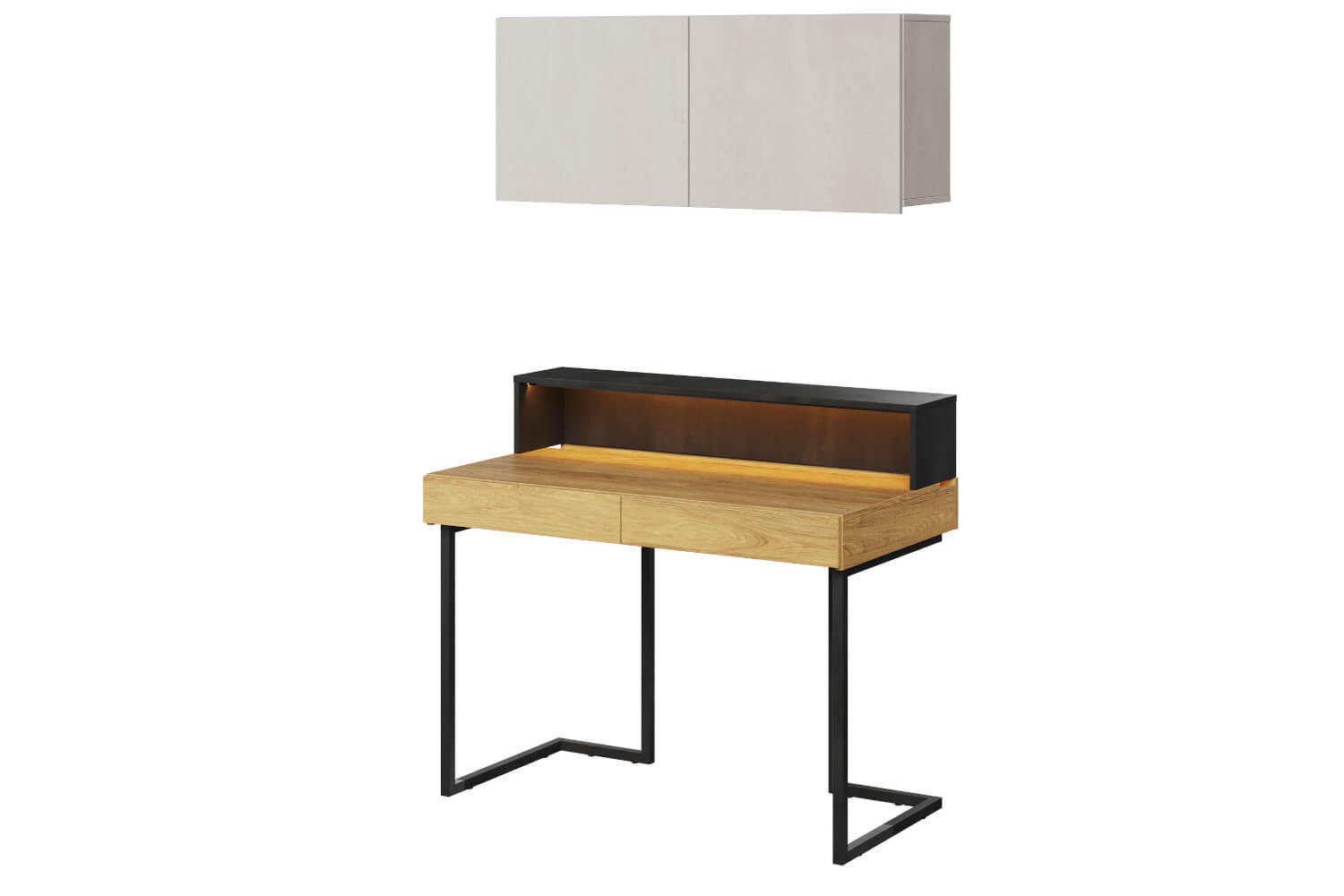 Meblini Kinderzimmer-Set Kaschmir, Eiche, Schwarz 110x193x61 cm