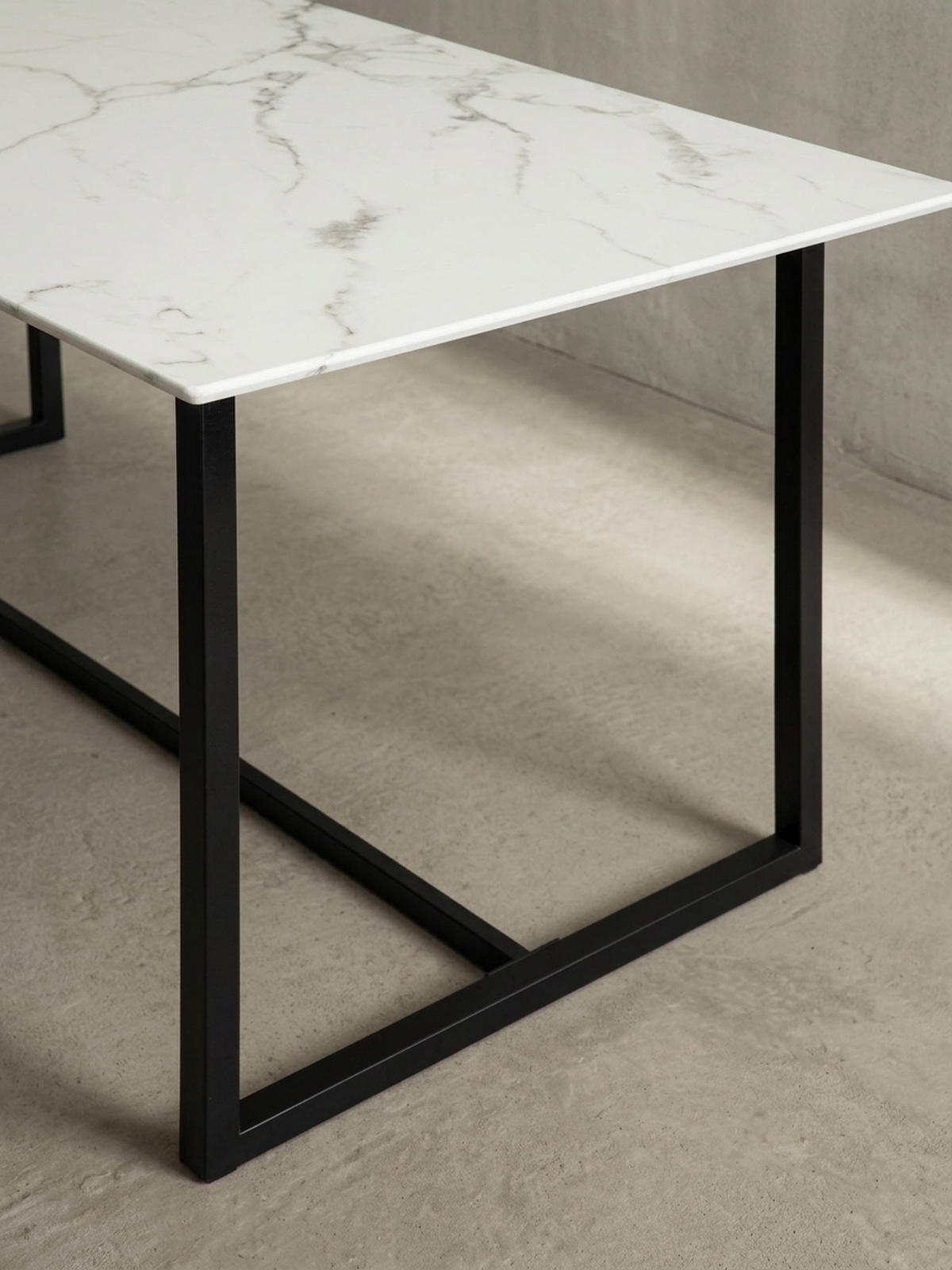 ESSTISCH Marmoroptik Metall Rechteckig Modern Klein, Weiß 200x90x76 cm - Schwarz/Weiß, Holzwerkstoff/Metall (90/200/76cm) - KADIMA DESIGN