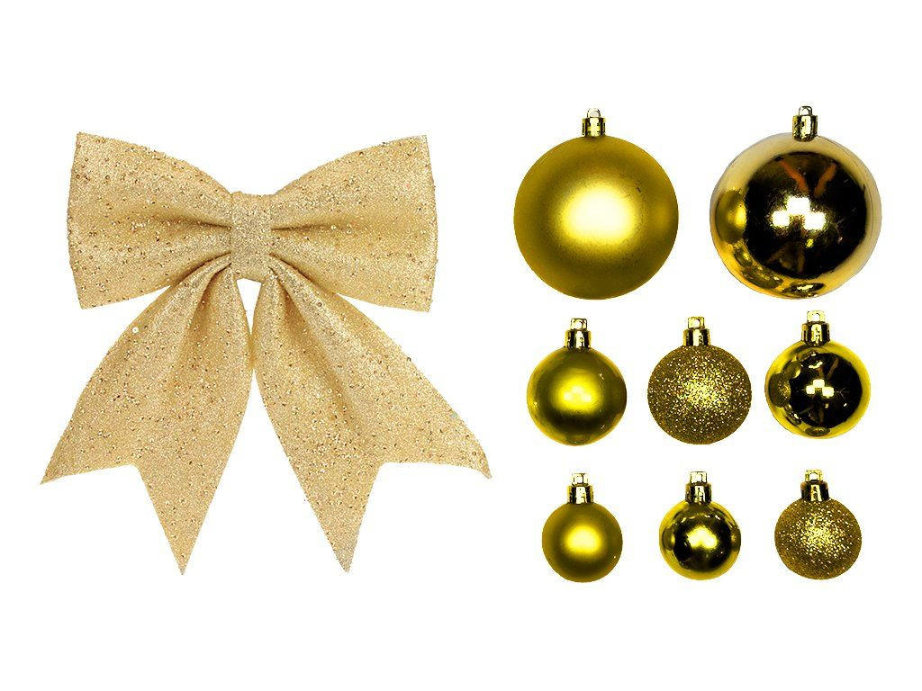 WEIHNACHTSBAUMSCHMUCK-SET GOLDWEIHNACHTEN 85-teilig, für Weihnachtsbäume 240–270 cm, inkl. Aufbewahrungsbox - Champagner/Goldfarben, Kunststoff/Textil (55/50/75cm) - LAALU