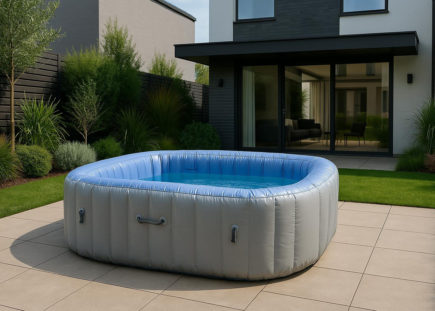 ERSATZ-WHIRLPOOL eckig Grau - Grau, Textil (180/67/180cm) - MCW