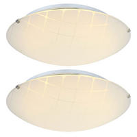 LED DECKENLEUCHTE Metall Weiß gemustert 2er Set - Weiß, Glas (30/30/10cm) - Globo Lighting