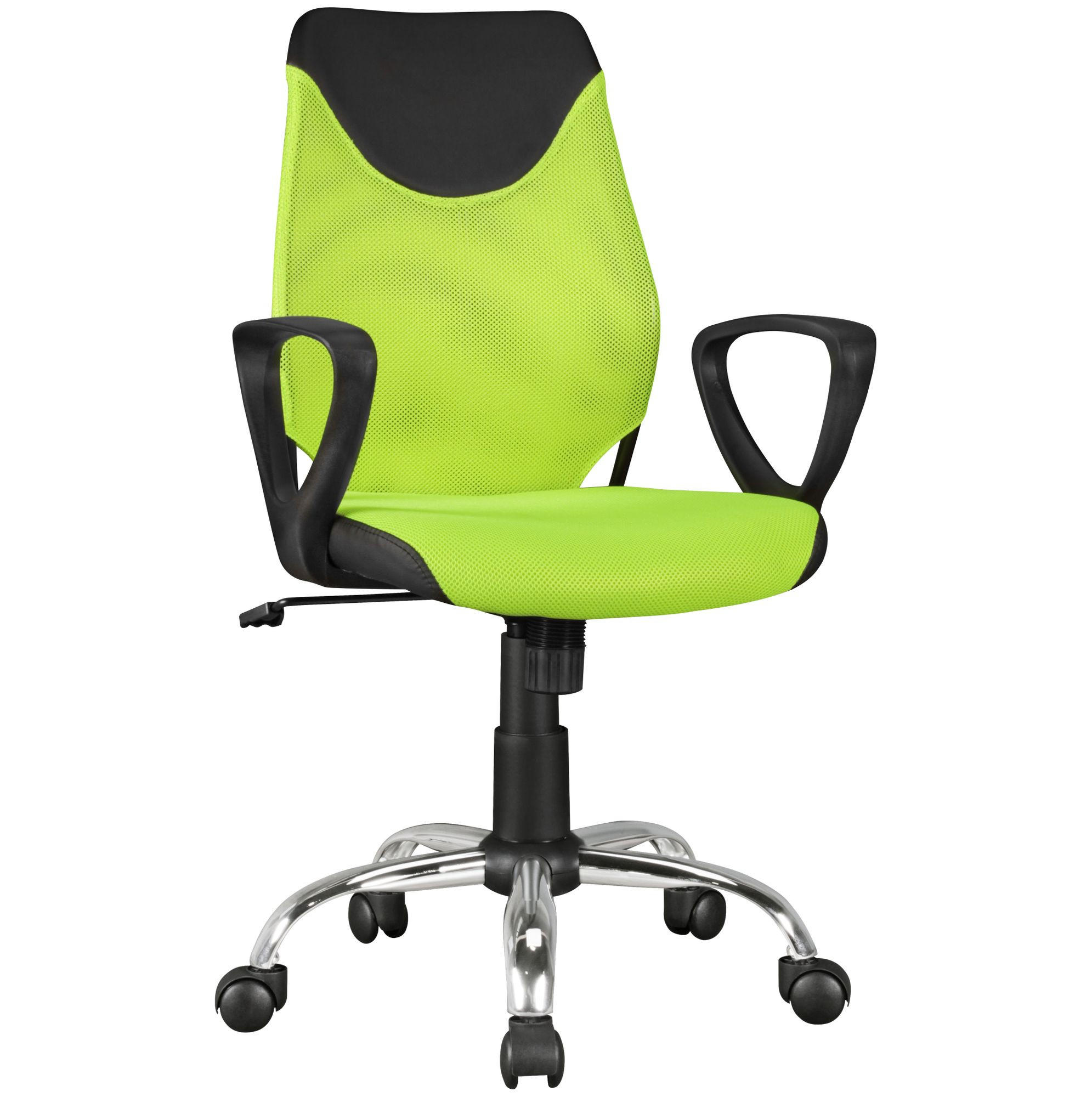 JUGENDDREHSTUHL Nylon Ergonomisch Höhenverstellbar DAVOS, Grün 60x60x101 cm - Silberfarben/Schwarz, Textil/Metall (60/101/60cm) - KADIMA DESIGN