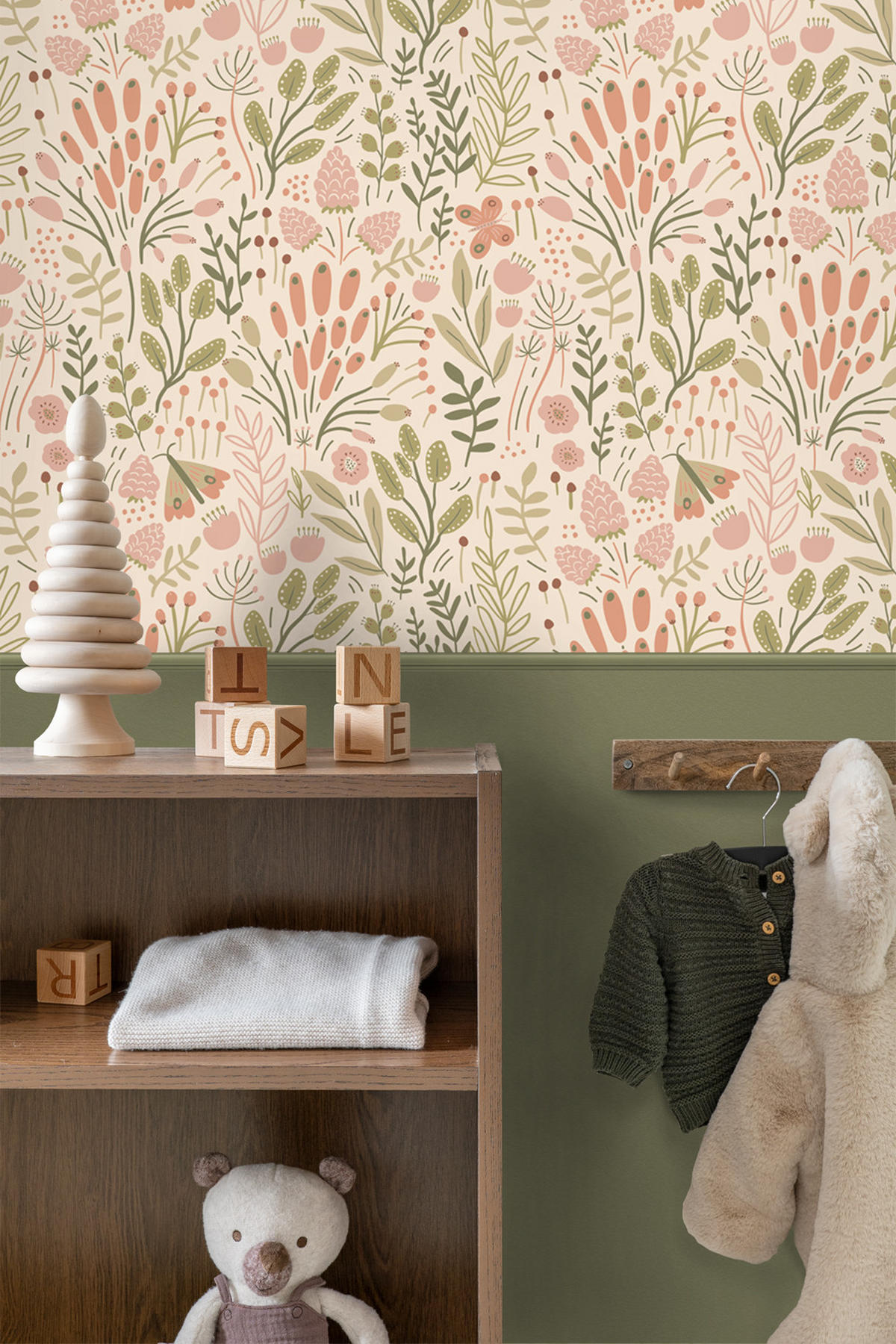 TAPETE Blätter und Blumen 50 x 900 cm - Grün, Papier (50/0.1cm) - ESTAhome