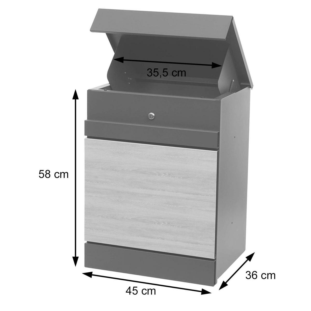 PAKETKASTEN obdĺžnikový antracit, hnedý - hnedá/antracitová, kov (45/58/36cm) - MCW