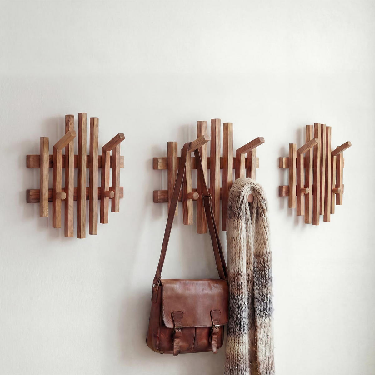 SADA 3 KUSŮ ŠATNÍKOVÝCH PANELŮ Dekor dub - dub Wotan, dřevo (38/40/12cm) - MCW