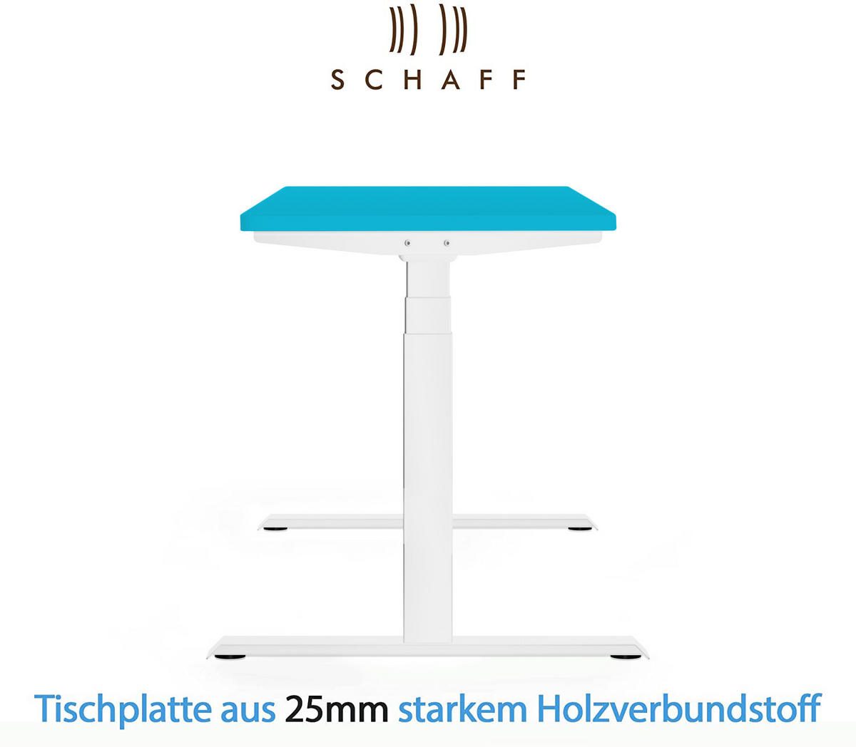 SCHREIBTISCH elektrisch höhenverstellbar REC 120x60 cm Blau - Weiß, Metall (120/60/110cm) - Schaff