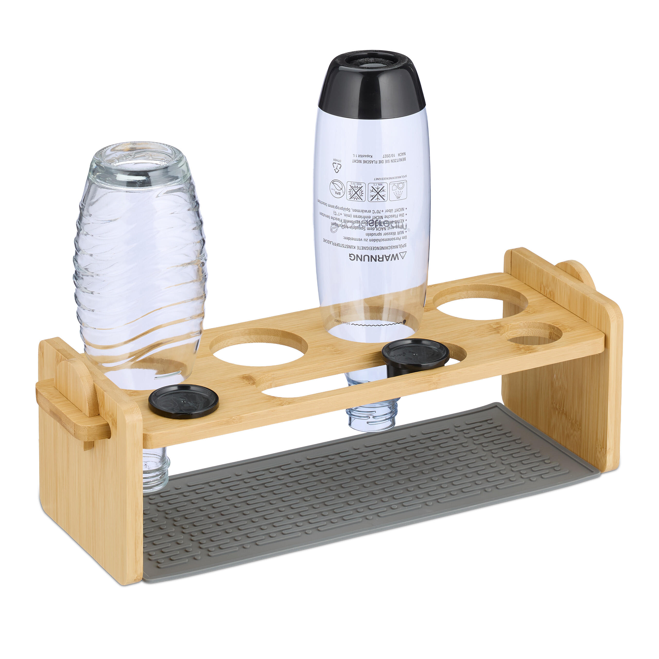 DRŽALO za steklenice - svetlo rjava, umetna masa/les (43/14/14.5cm) - Relaxdays