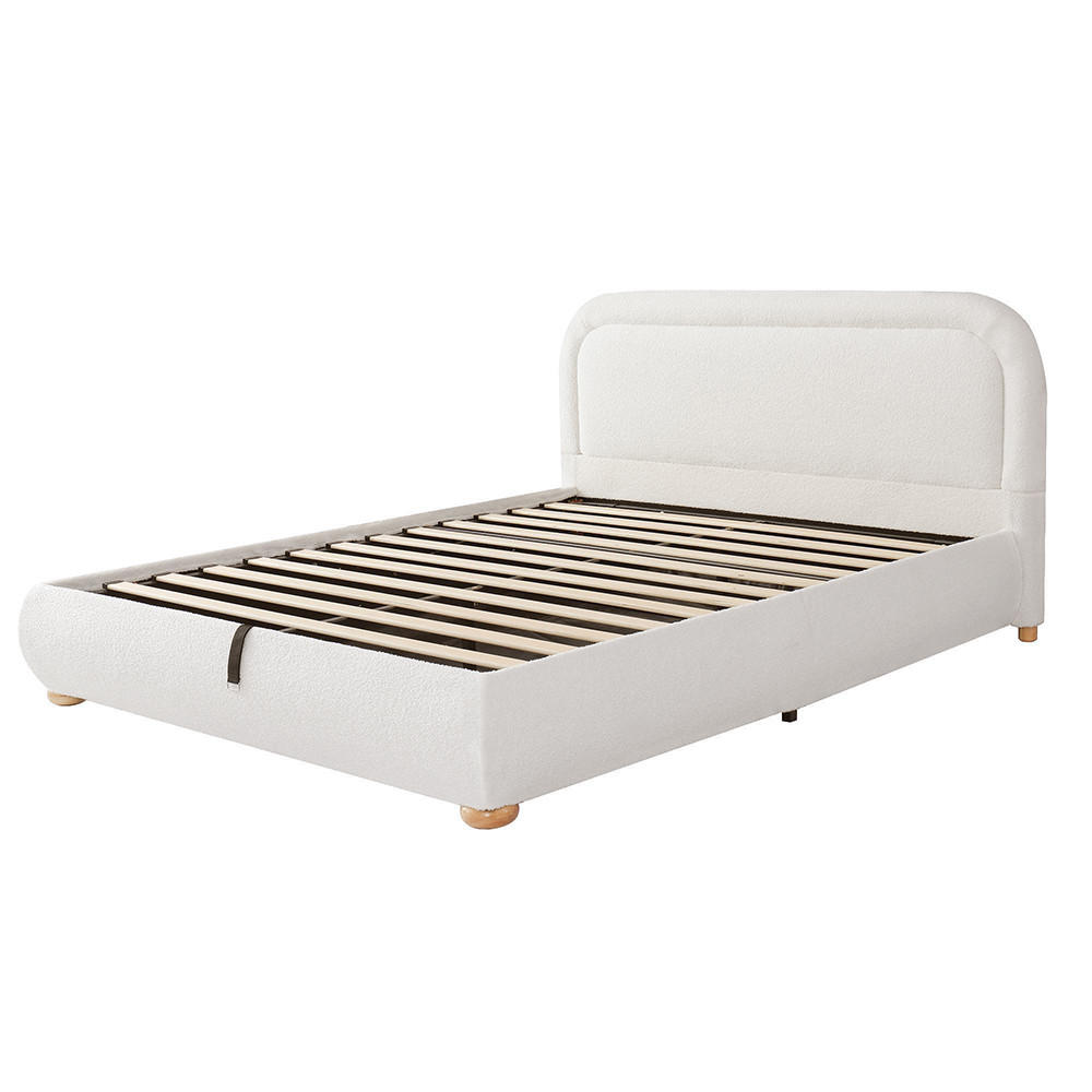 POLSTERBETT 160×200cm mit großem Stauraum in Weiß - Weiß, Textil (160/200cm) - KOMHTOM