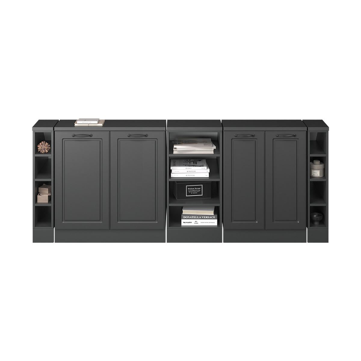 KUHINJSKA OMARA ZA POŠEVNE STREHE R-Line Antracitna podeželska hiša 210 cm Komplet 5 korpusov omare globina 60 cm - antracit, leseni material (210/83.8/60cm) - Vicco
