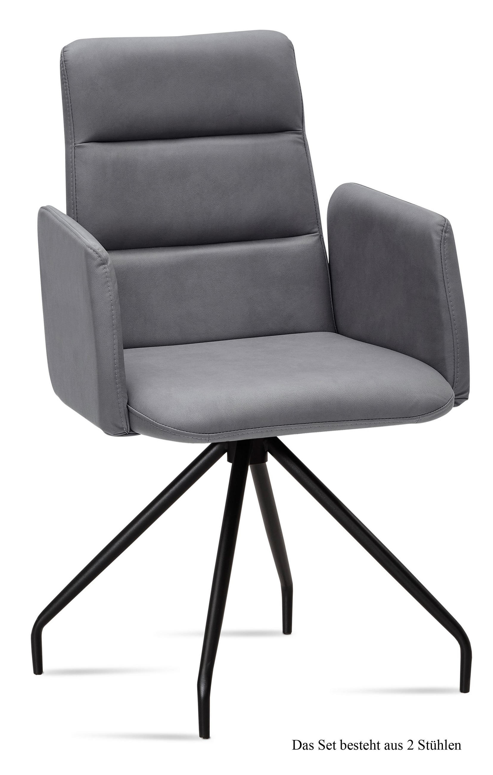 ARMLEHNSTUHL (2er-Set) Devora 52x92x60 Schwarz/Grau - Schwarz/Grau, Kunststoff (60/92/52cm) - 58aufmkessel