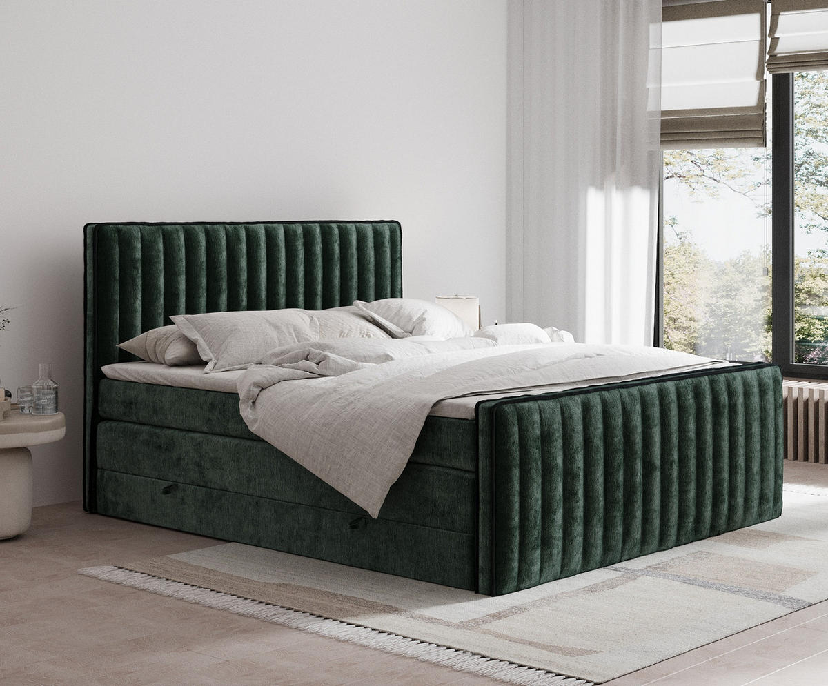 BOXSPRINGBETT Nocturne Grün 160/200 cm - Schwarz/Grün, Holz/Holzwerkstoff (160/200cm) - Maison de Reve