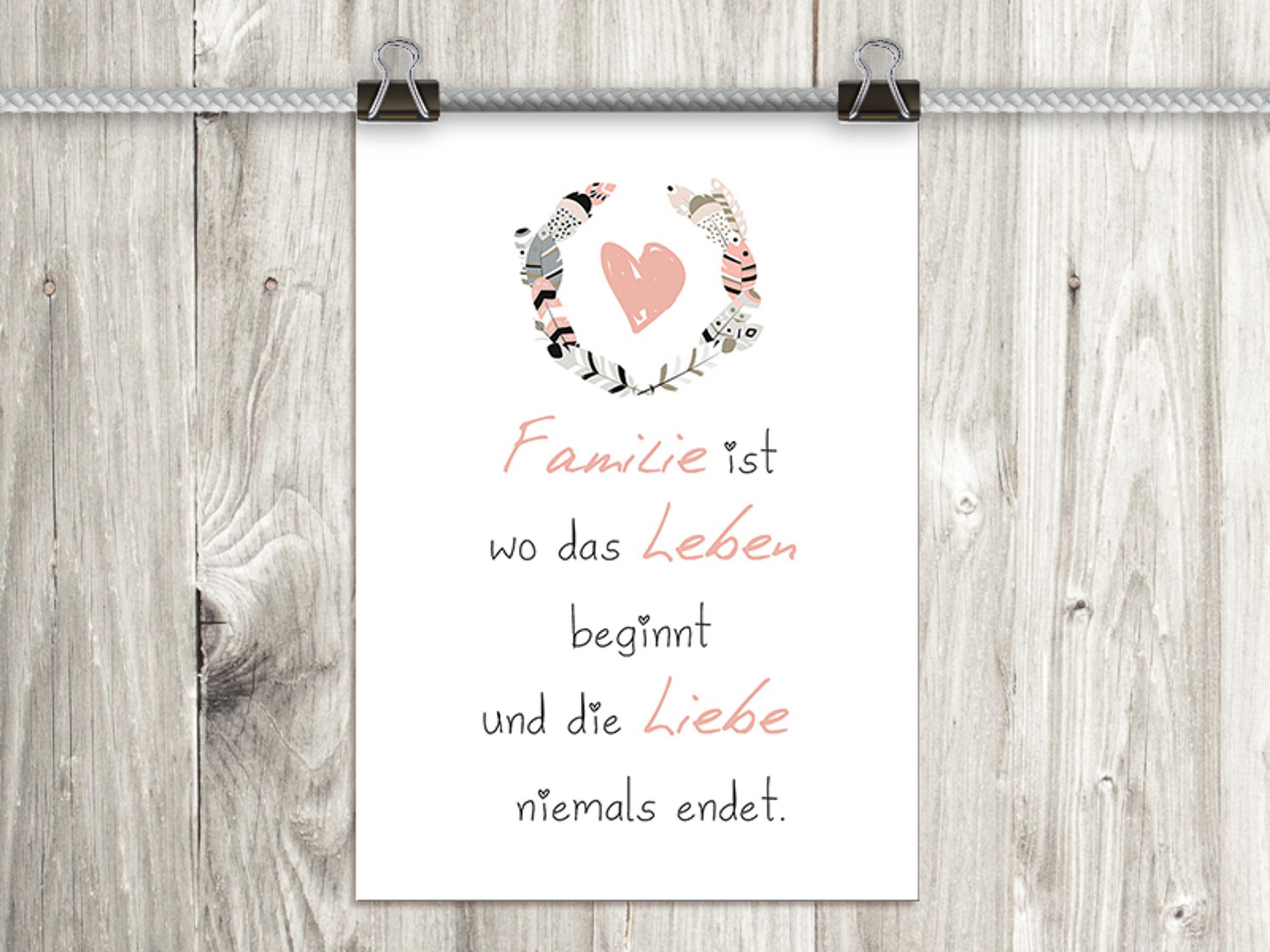 POSTER DIN A4 21x29,7 cm Spruch Familie Liebe Skandi - Beige, Papier (21/29.7/2cm) - artissimo
