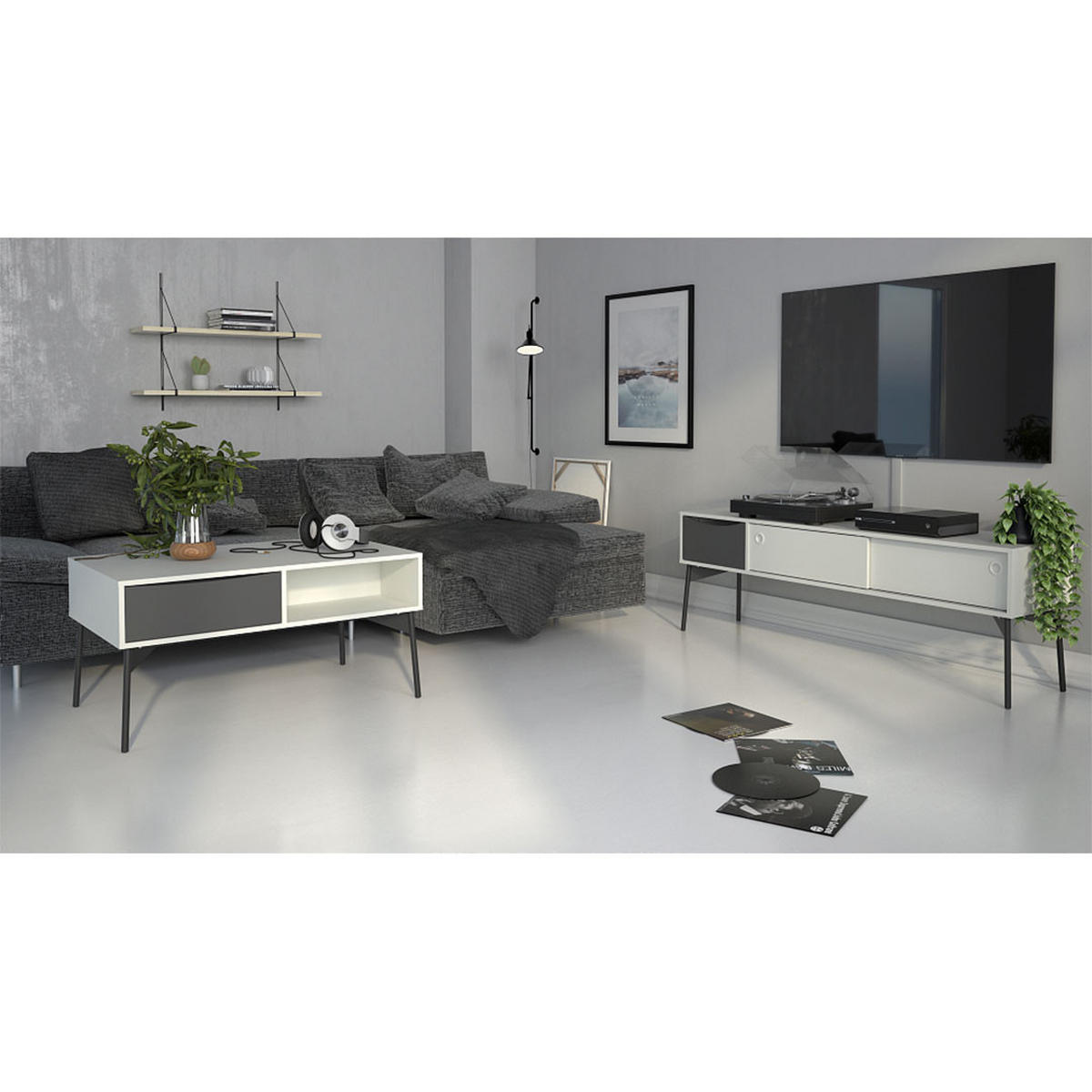 TV-ELEMENT weiß - Weiß, Holzwerkstoff (154/53/39cm) - ebuy24