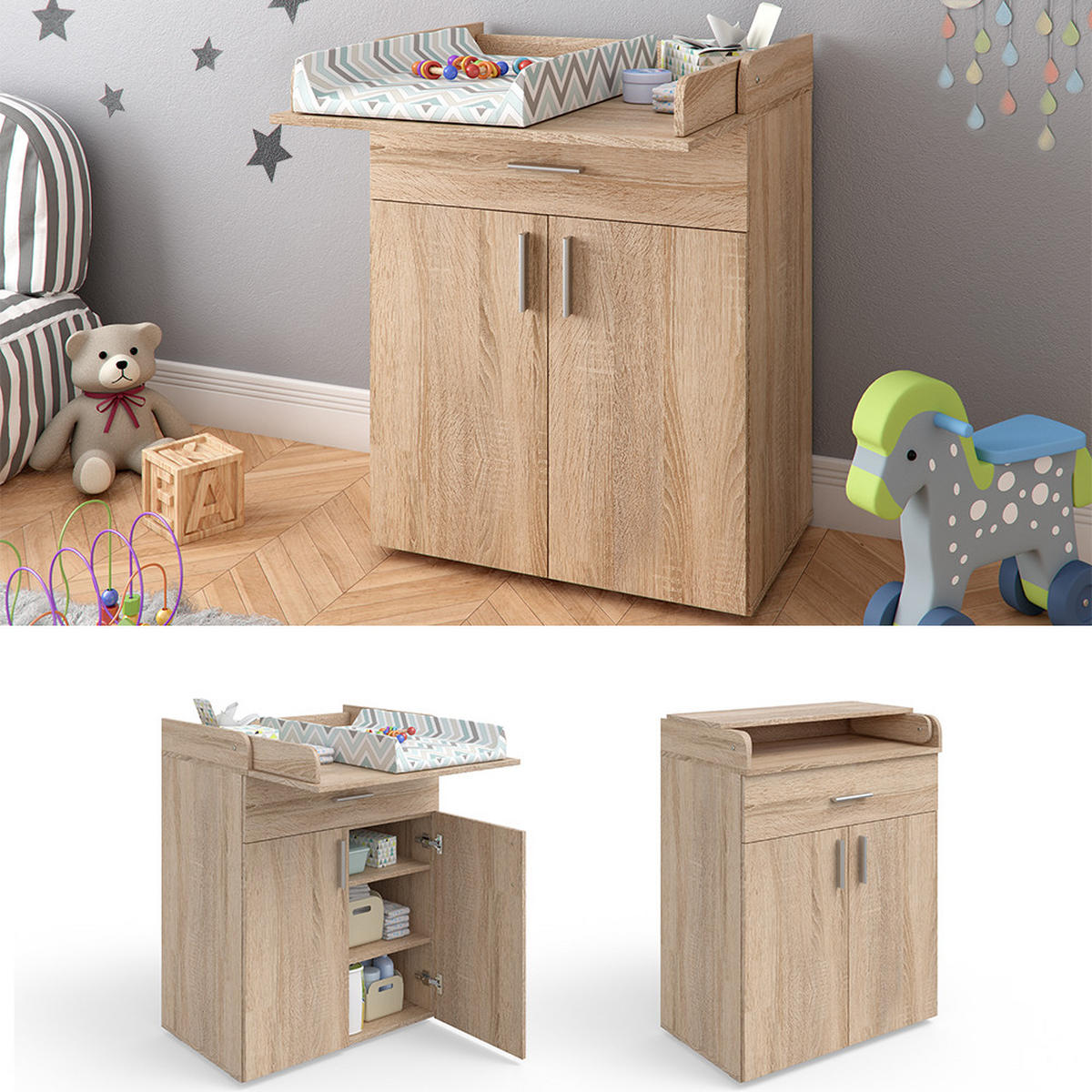 PREBAĽOVACÍ PULT Lena Sonoma - dub sonoma, kompozitné drevo (75/100/50cm) - Vicco