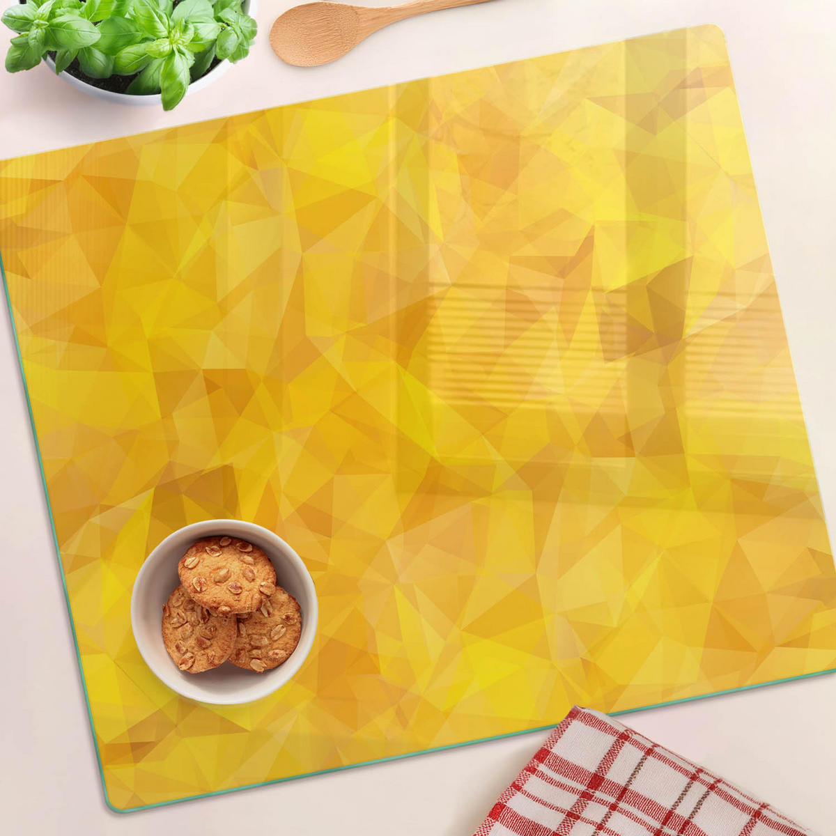 GLASPLATTE 60x52 cm Abstrakte Dreiecke - Gelb, Glas (60/0.4/52cm) - TULUP
