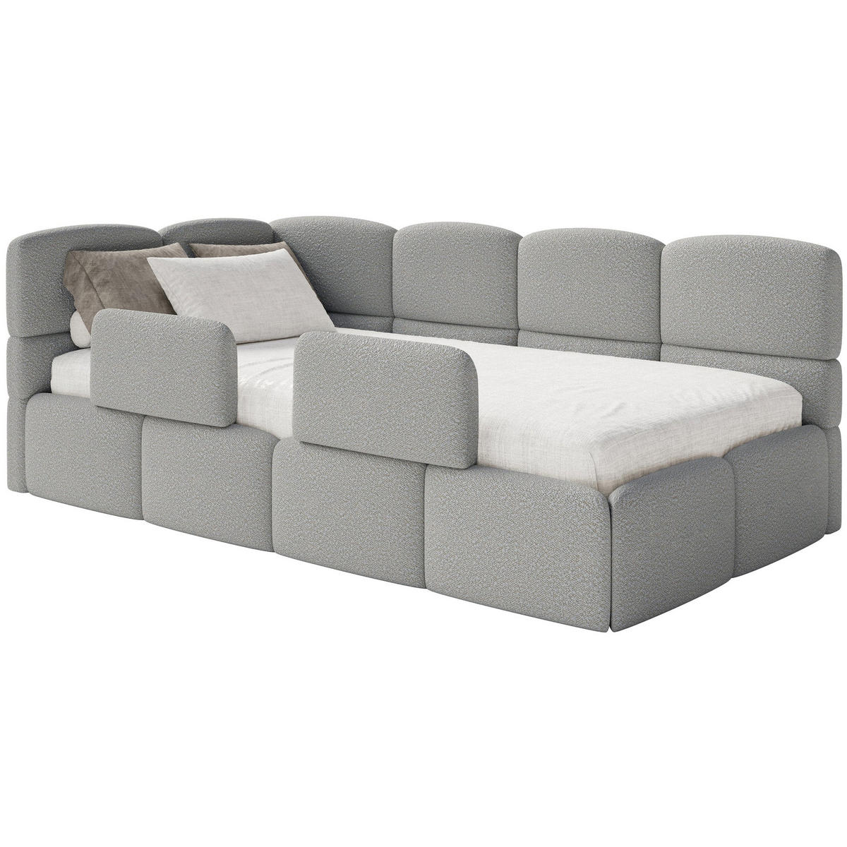 KINDERBETT Cloudy Grau 120 cm, Bouclé - Schwarz/Grau, Kunststoff/Textil (120/200cm) - Selsey