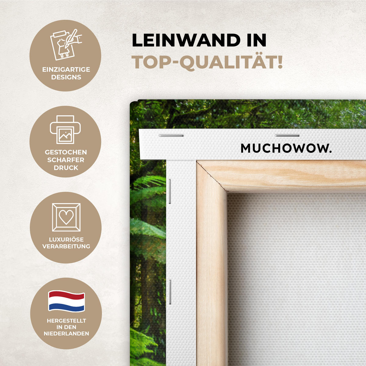 LEINWANDBILD Dschungel - Wasserfall - Australien - Pflanzen - Natur Wanddeko Schlafzimmer 60x90 cm - Dunkelgrün, Textil (60/90cm) - MuchoWow